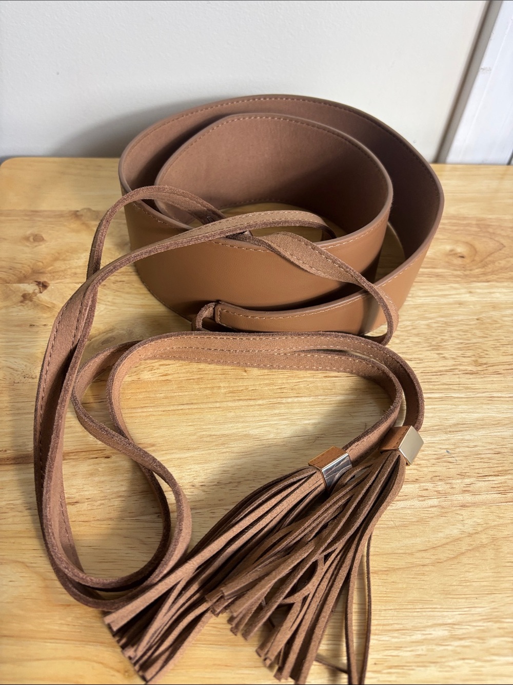 NEW WHBM Brown Tassel WrapWaist Belt size XL